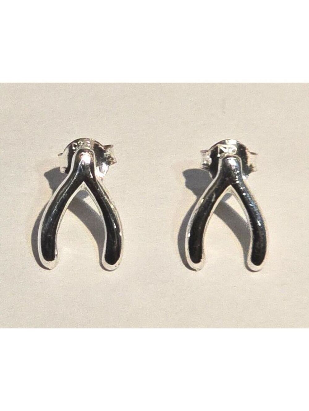 Sterling silver wishbone stud earrings